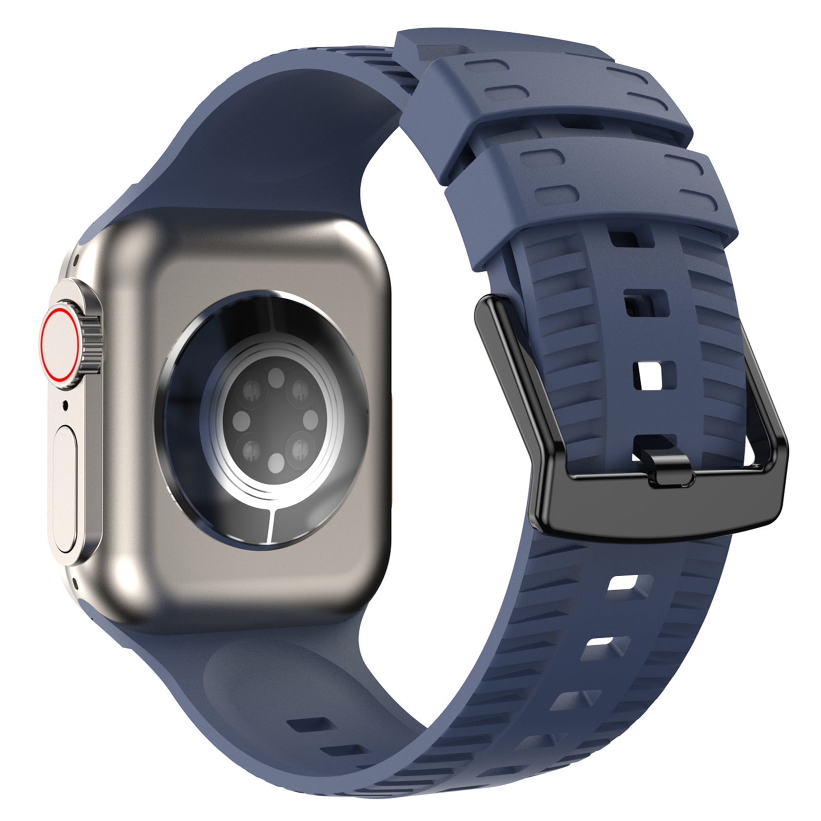 Uniqkart for Apple Watch Ultra 49mm / Series 8 7 45mm / 6 5 4 SE (2022) SE 44mm / 3 2 1 42mm Tire Textured Watchband Silicone Watch Strap - Midnight Blue Uniqkart for Apple Watch Ultra 49mm / Series 8 7 45mm / 6 5 4 SE (2022) SE 44mm / 3 2 1 42mm Tire Textured Watchband Silicone Watch Strap - Midnight Blue